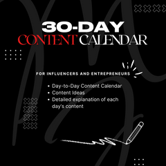 30-Day Influencer/Entrepreneur Content Calendar